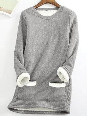 Womens Sherpa Fleece Lined Sweatshirts Winter Warm Crewneck Sweatshirt (size XL)
